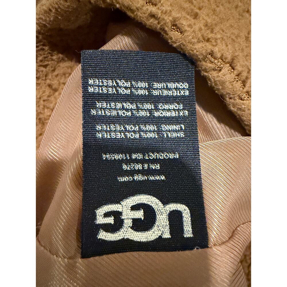 UGG Annalise Teddy Bear Sherpa Zip Jacket Colorblock Brown/Yellow/Cream XL - Picture 5 of 6